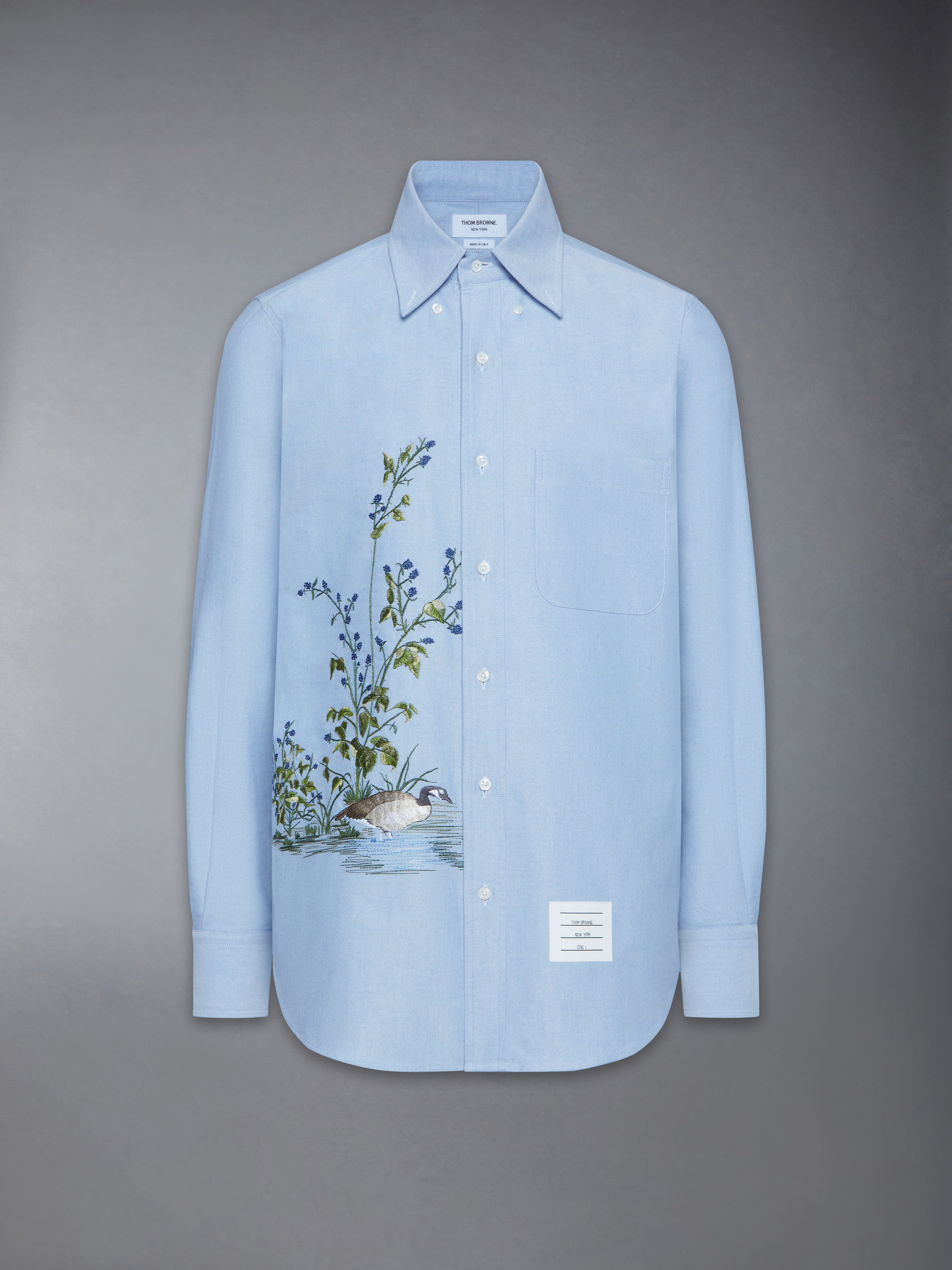 GOOSE SCENIC SATIN STITCH OXFORD SHIRT - 1