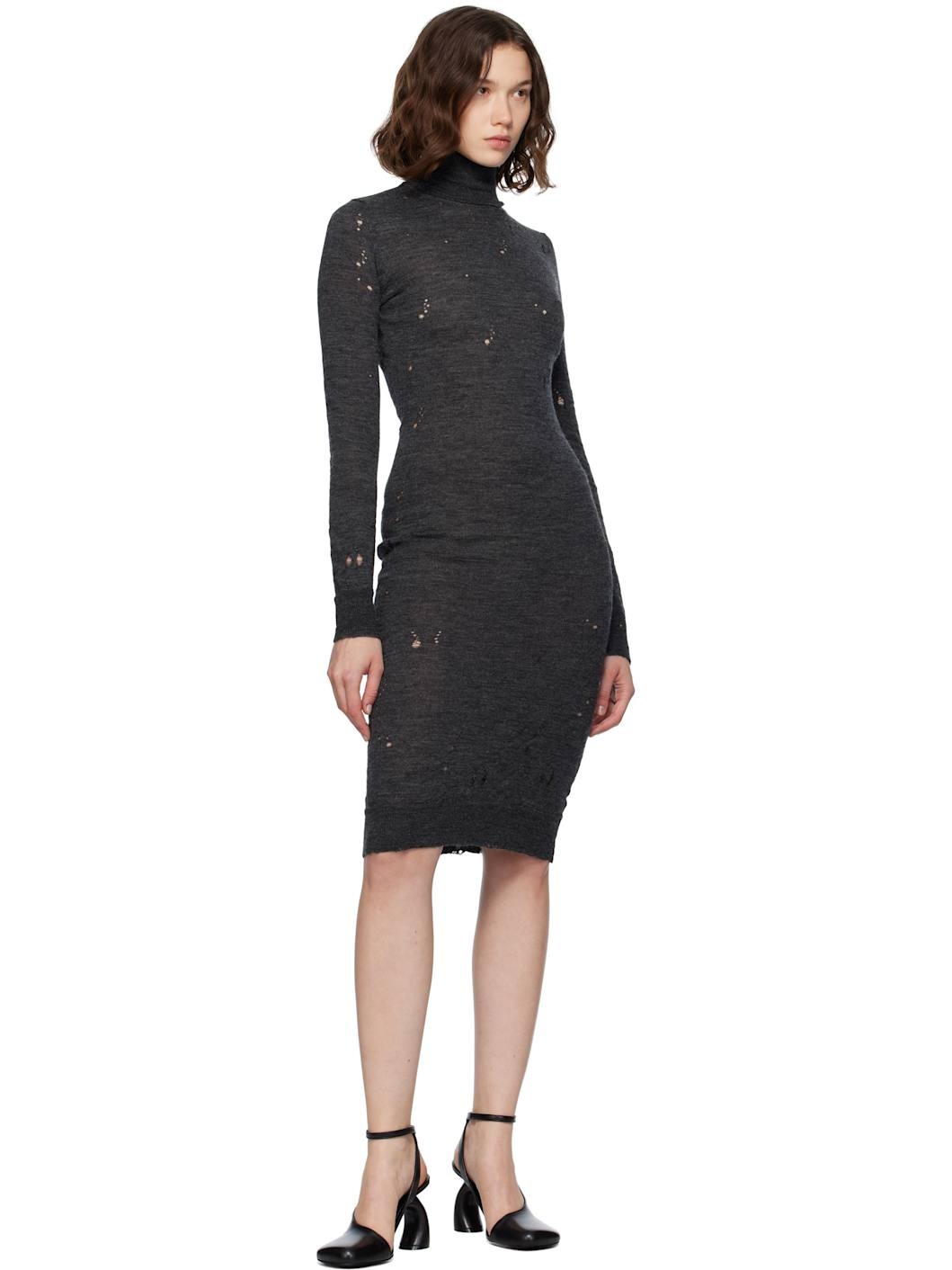 Gray Turtleneck Midi Dress - 4