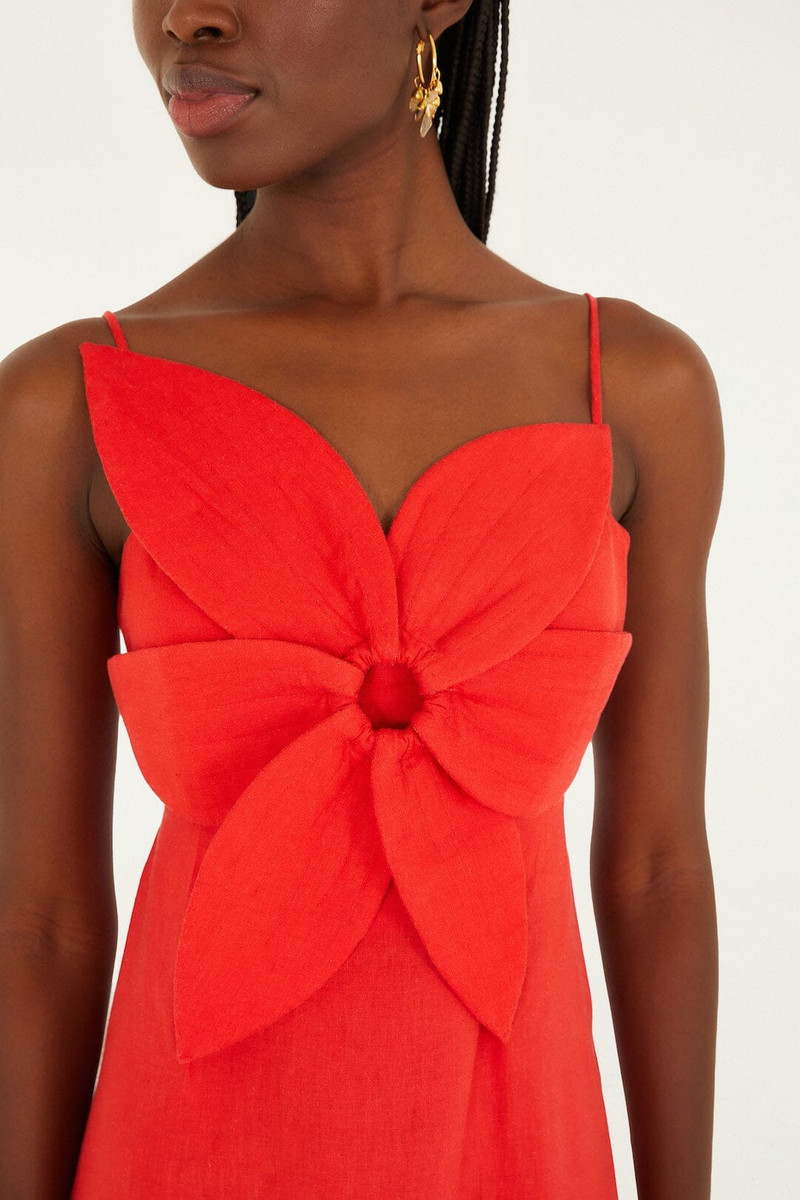 FARM RIO Red 3D Flower Lenzing™ Ecovero™ Euroflax™ Mini Dress outlook