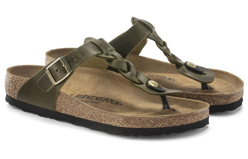 Birkenstock Gizeh Braided Oiled Leather Narrow Fit Sandals 'Olive Green' 1024069 3