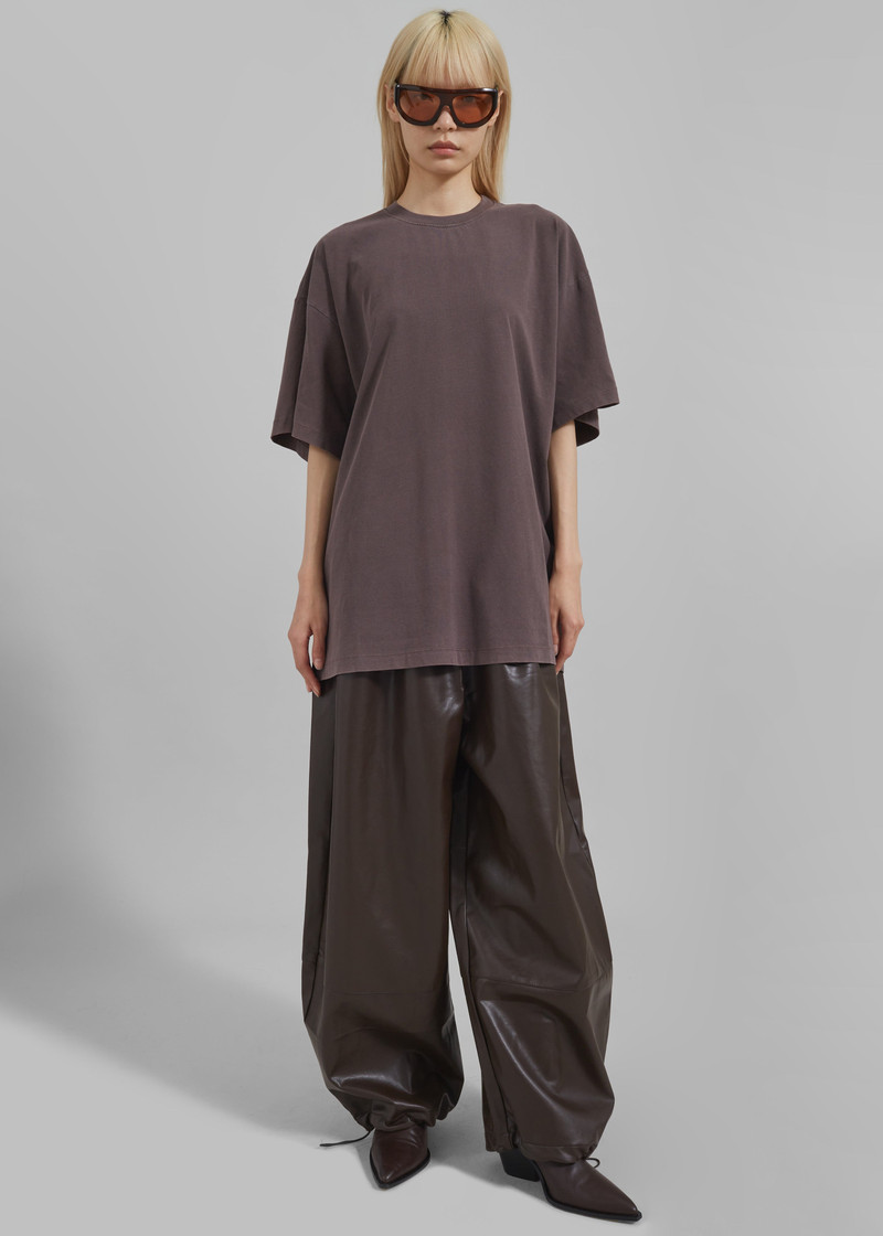 Briar Faux Leather Balloon Pants - Brown 5