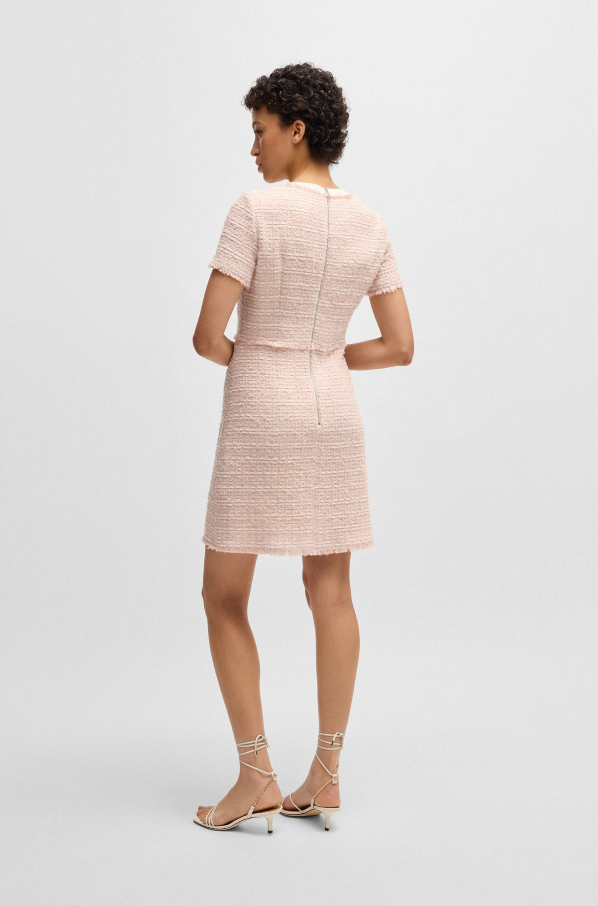 TWEED DRESS WITH STRETCH-COTTON TRIMS - 4