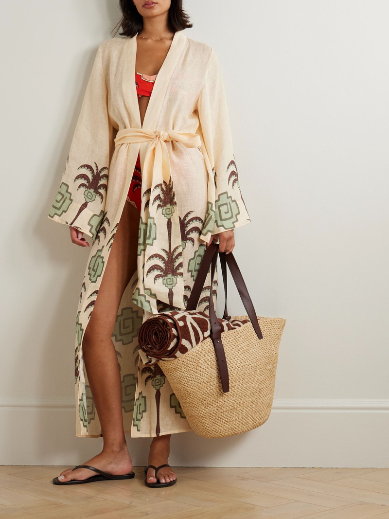 Johanna Ortiz Boa Whisper belted printed linen coverup Multi outlook