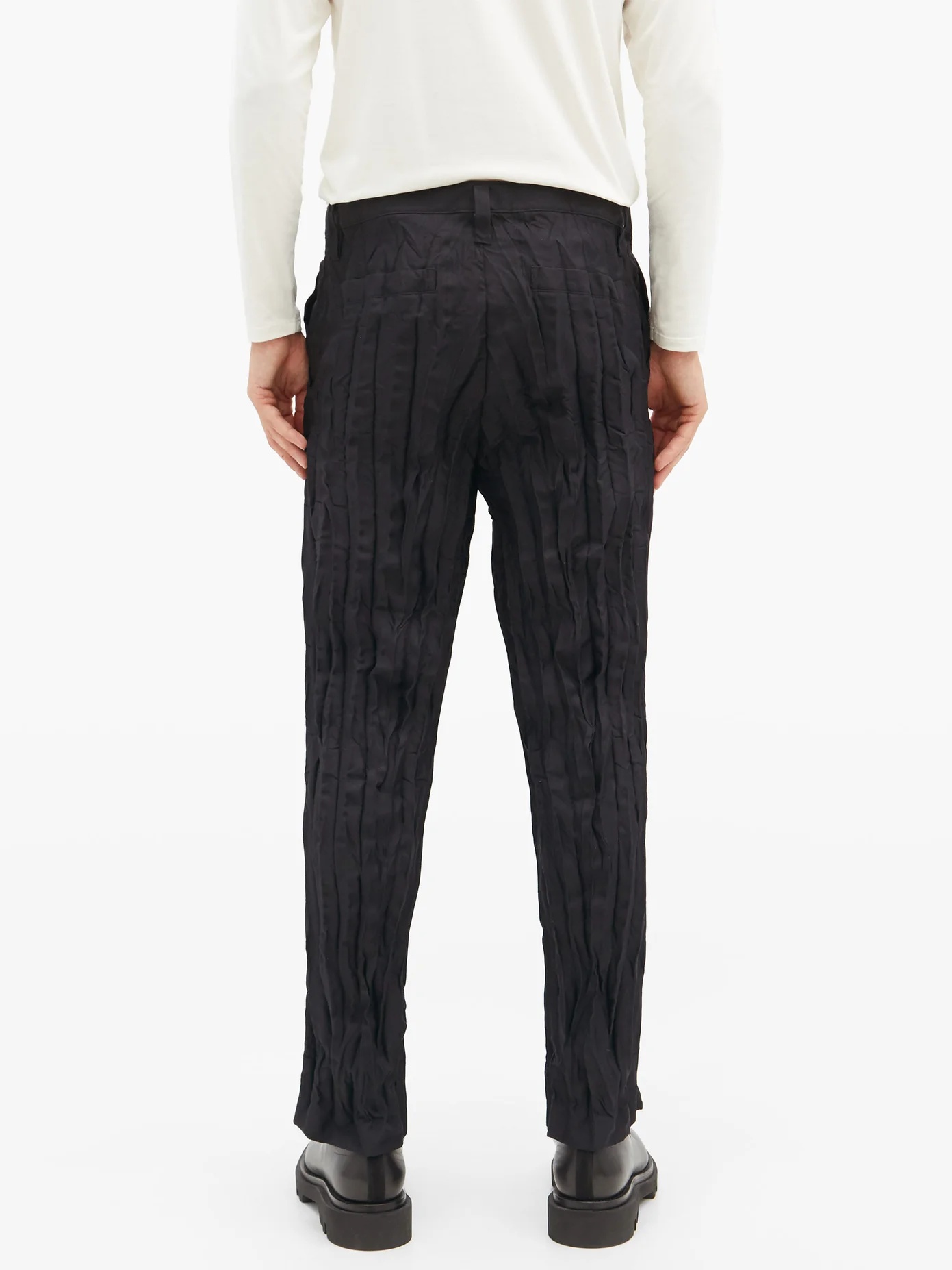 Technical-pleated crinkled-jersey trousers - 5