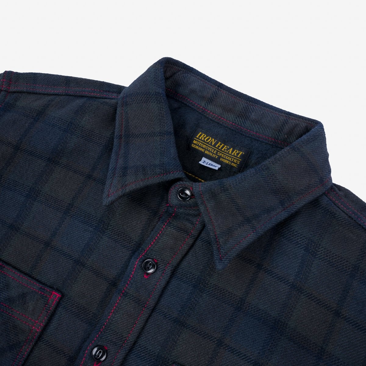 IHSH-334-OD Ultra Heavy Flannel Classic Check Work Shirt - Red Overdyed Black - 5