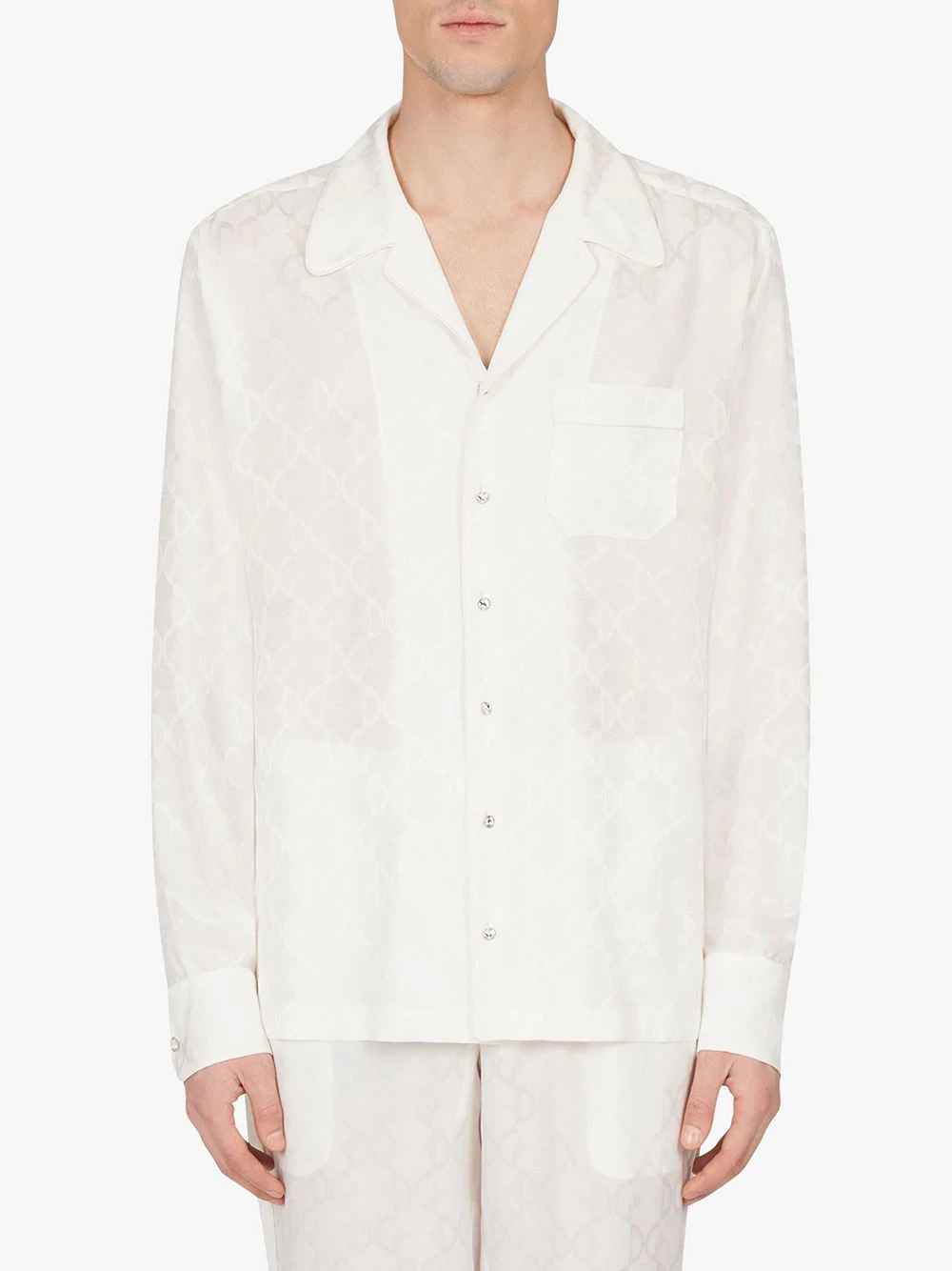 logo jacquard pyjama shirt - 3