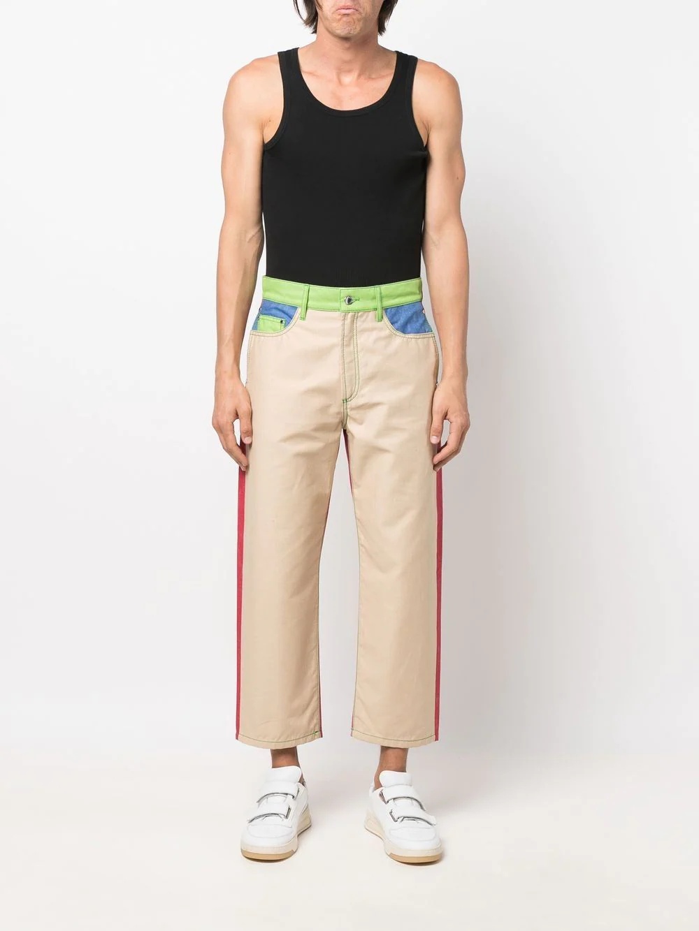 colour-block cropped jeans - 3