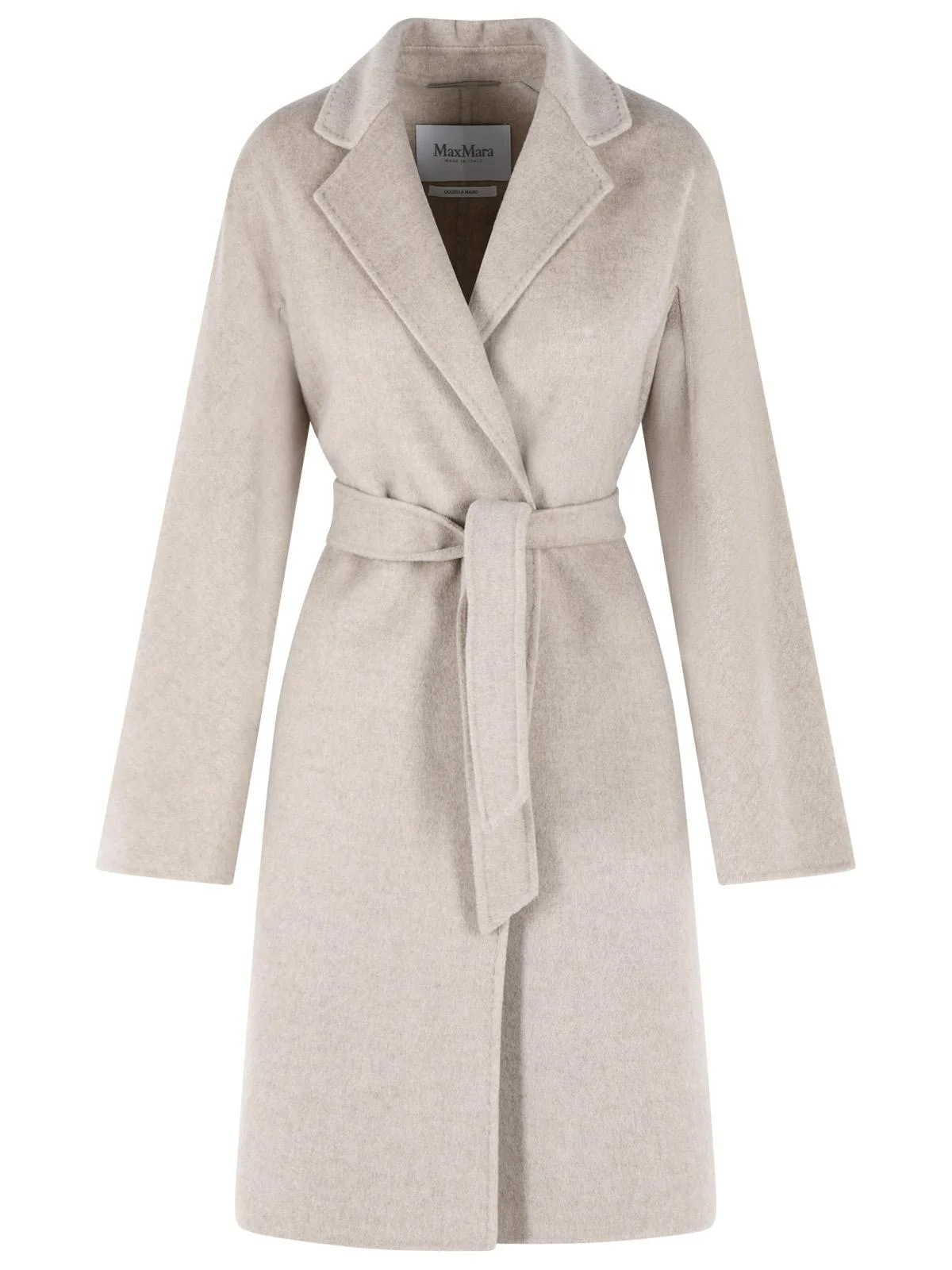 Max Mara 'ACERI' Sand Cachemire Wrap Coat - 1