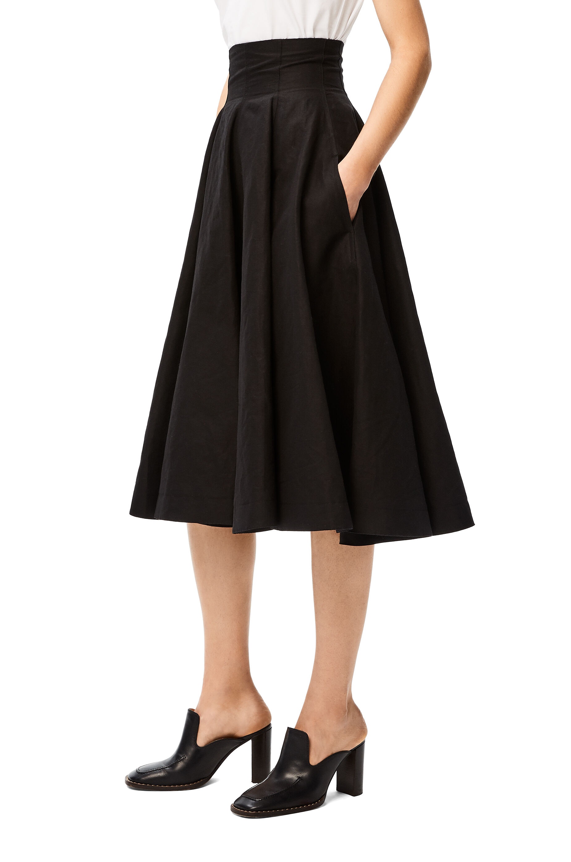 High waisted flare skirt in cotton and linen - 3