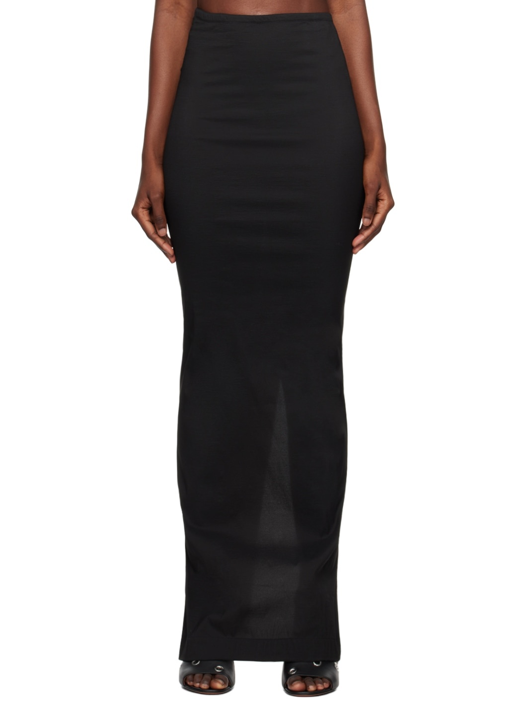 Black Vented Maxi Skirt - 1