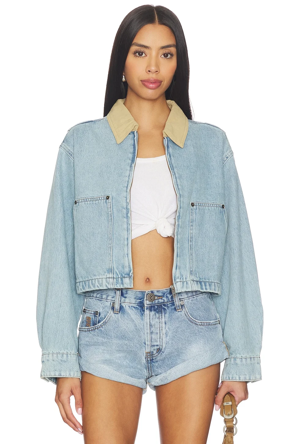 Cropped Denim Jacket - 1