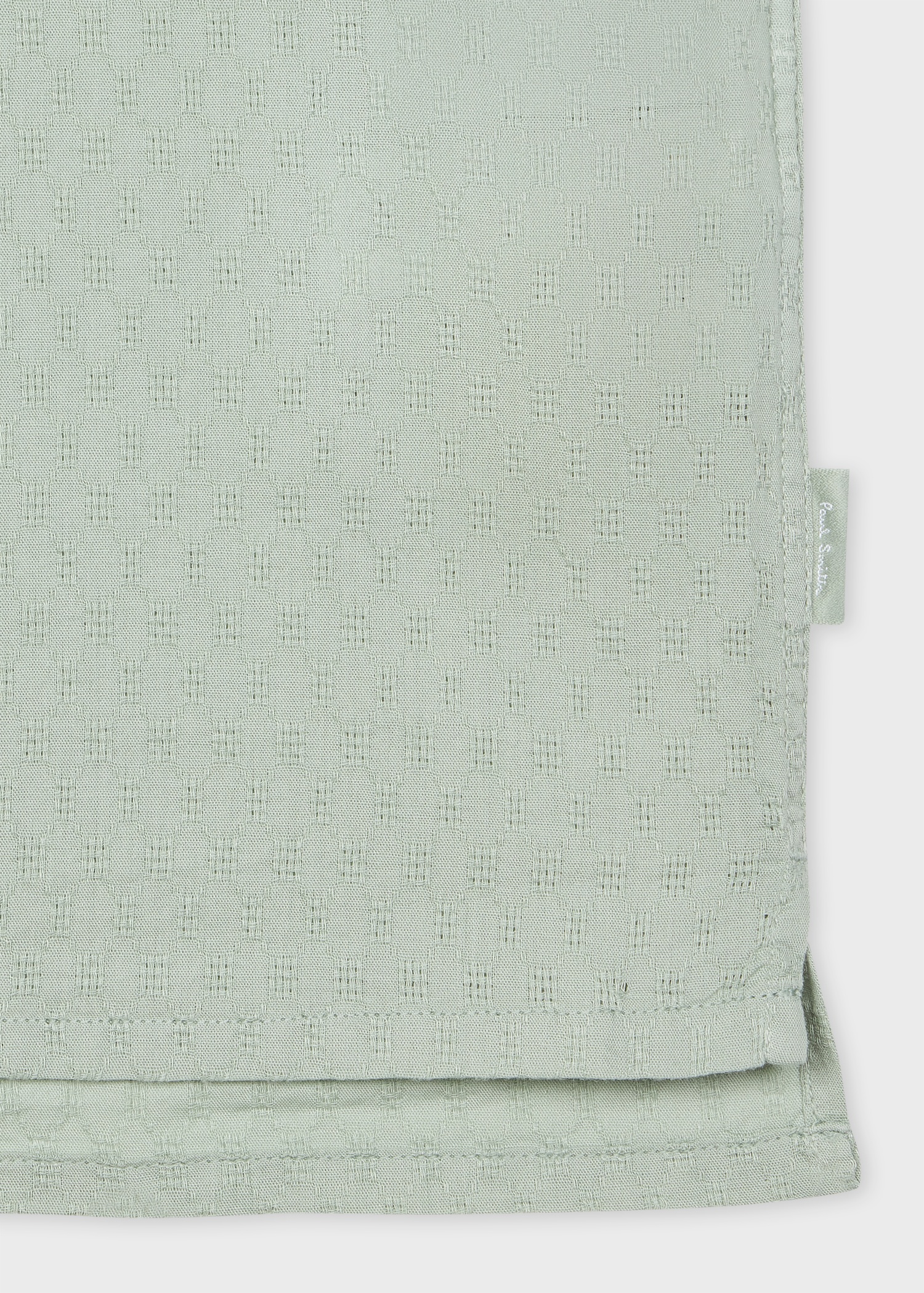 Pale Green Dobby-Cotton Short-Sleeve Shirt - 3