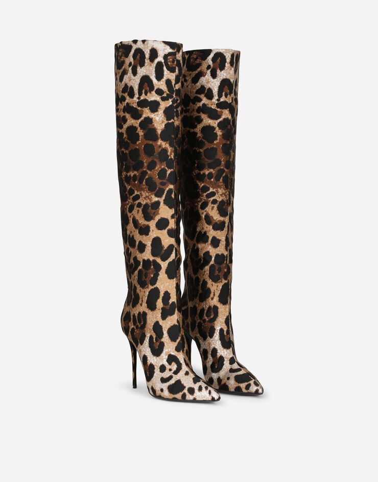 Leopard jacquard boots - 2