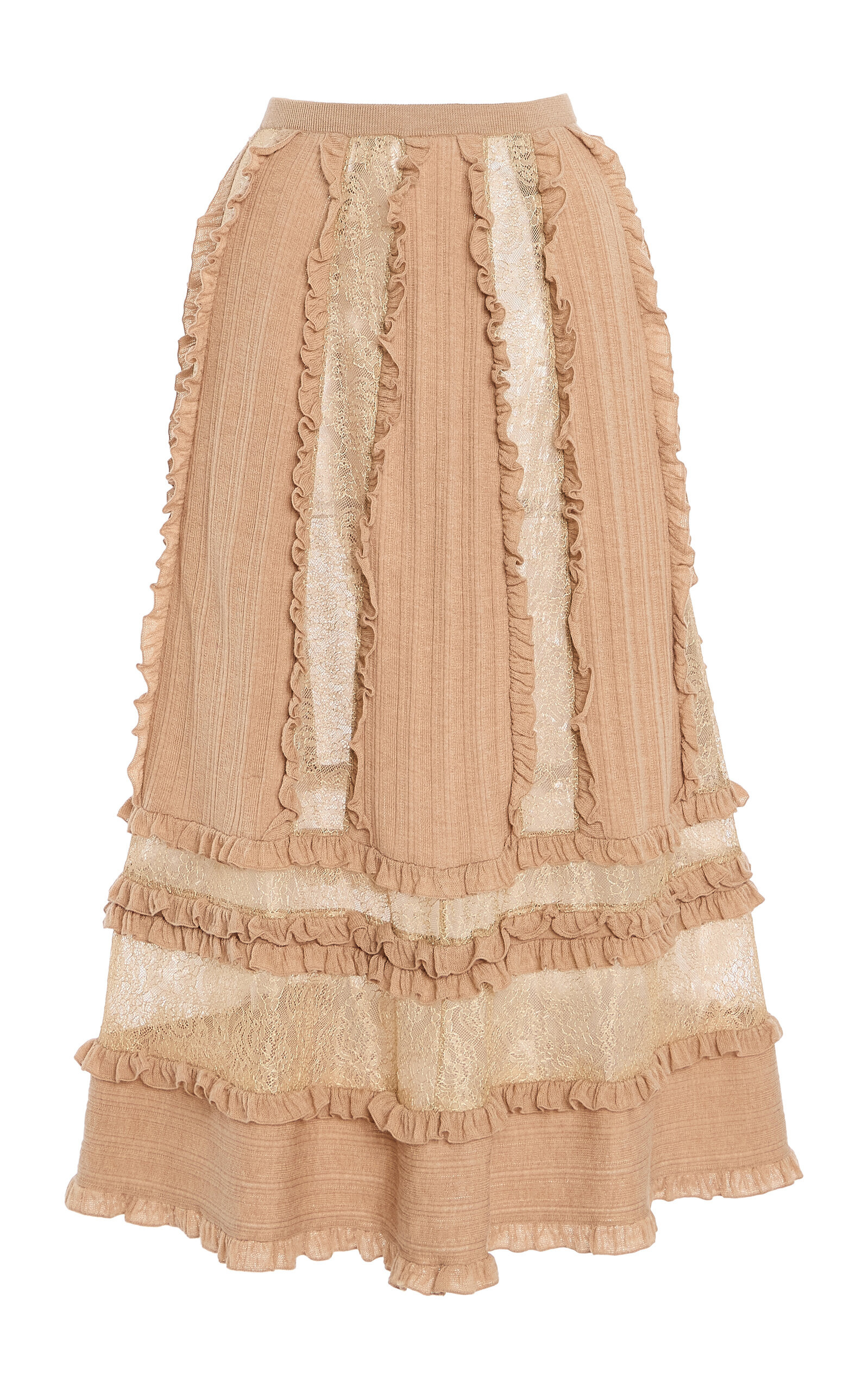 Vivian Embroidered Wool Midi Skirt tan - 6