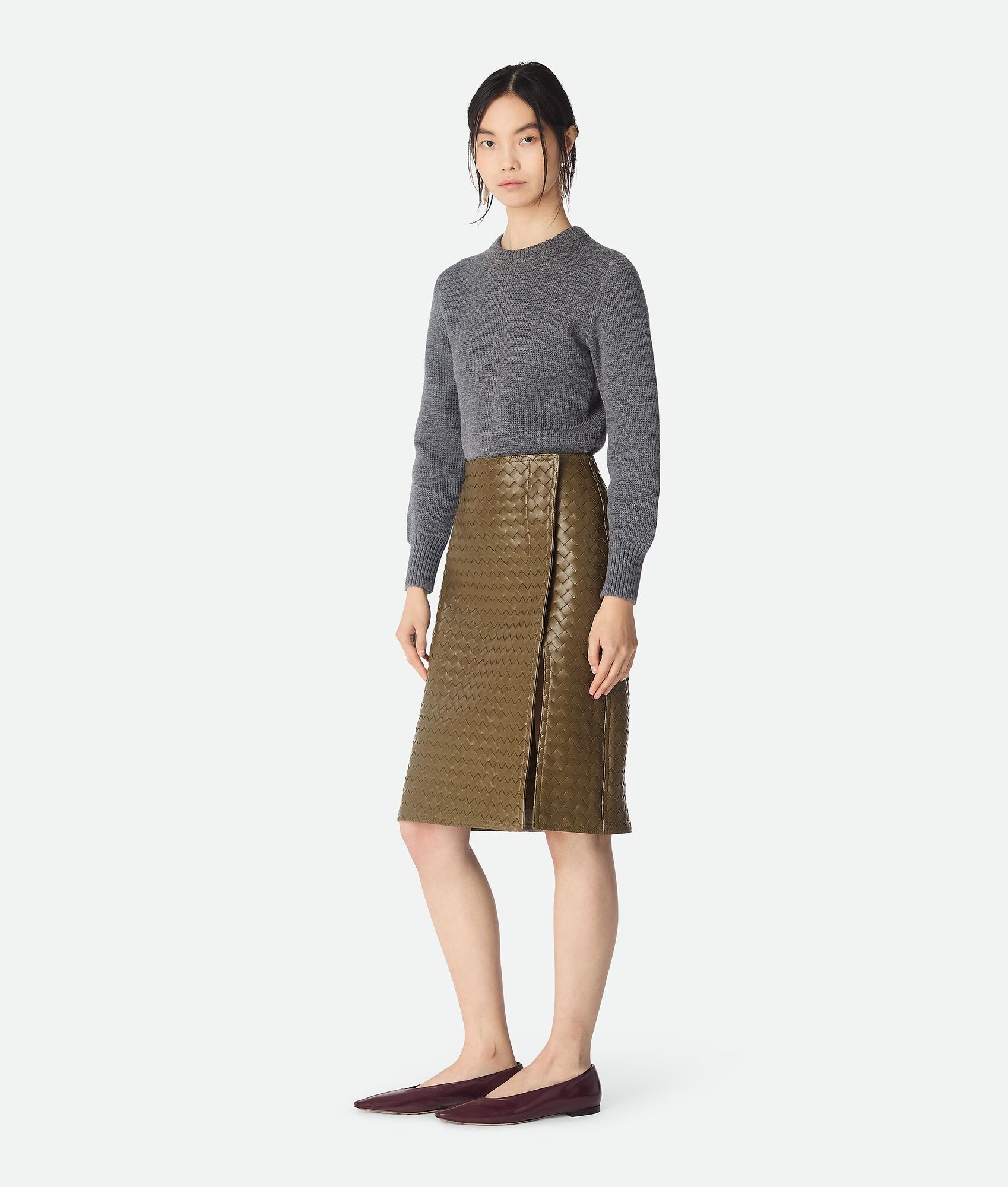 Intrecciato Leather Skirt - 2