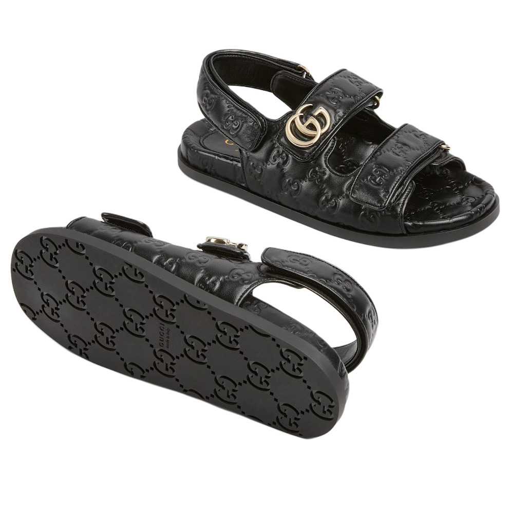 (WMNS) Gucci Double G Leather Sandals 'Black' 816625-AAEGP-1000 - 3