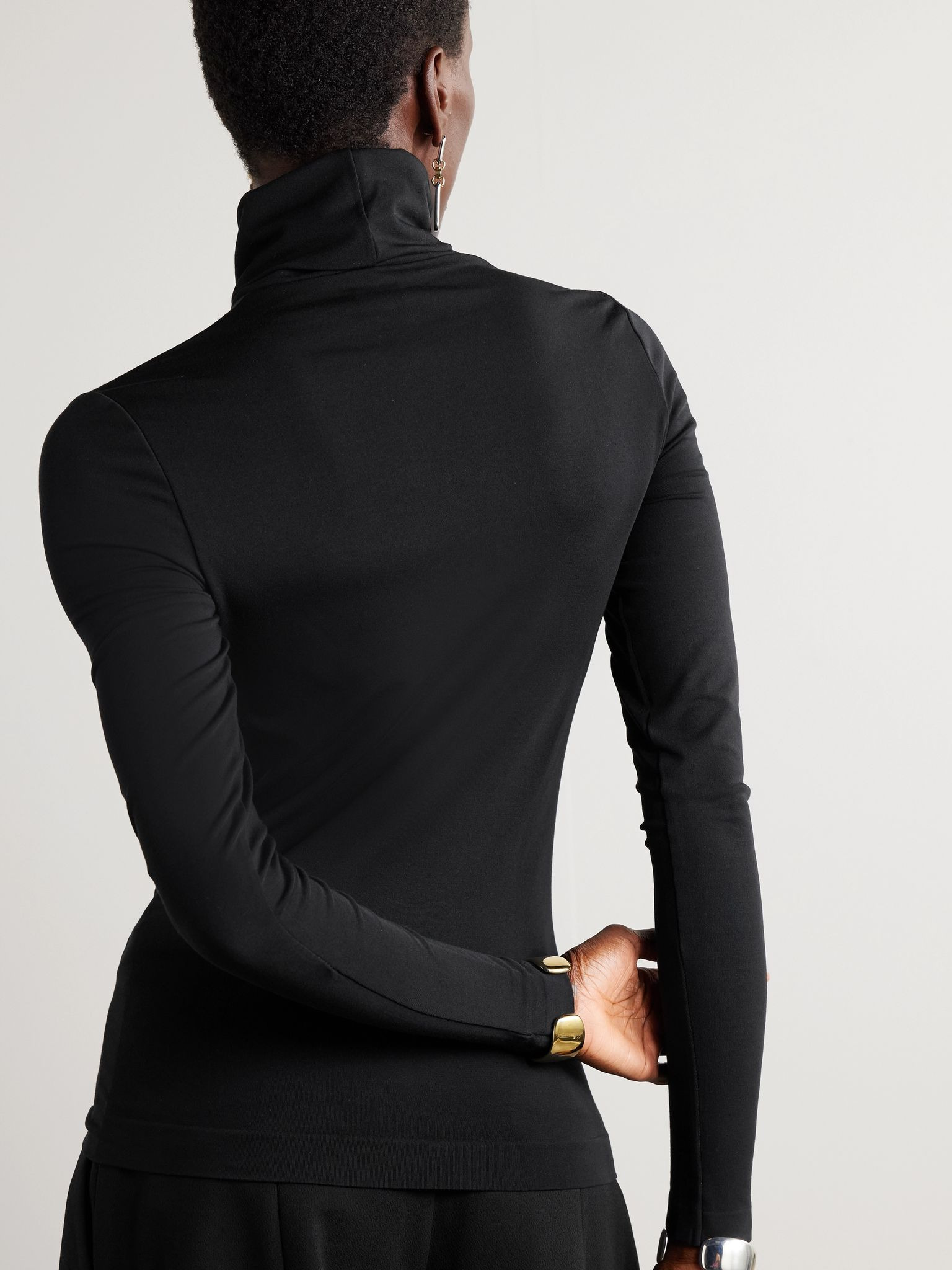 Aurora modal-blend jersey turtleneck top Black - 3