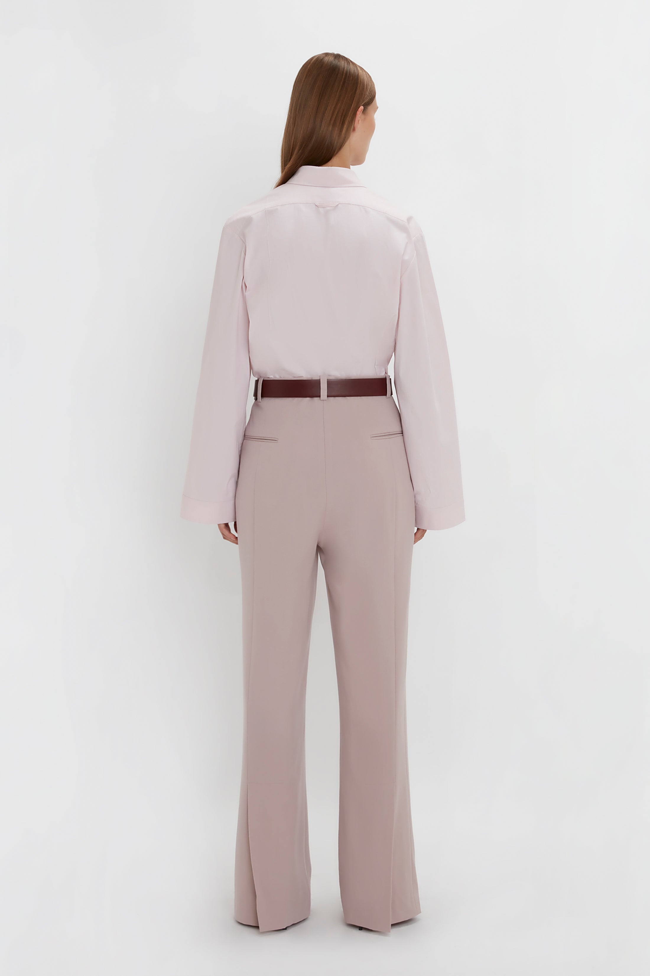 Button Detail Cropped Shirt In Rose Quartz - 4