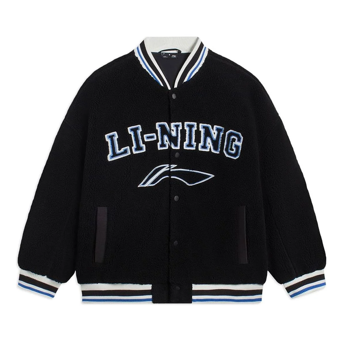Li-Ning Logo Polar Fleece Baseball Jacket 'Black Blue' AFDSD31-3 - 1