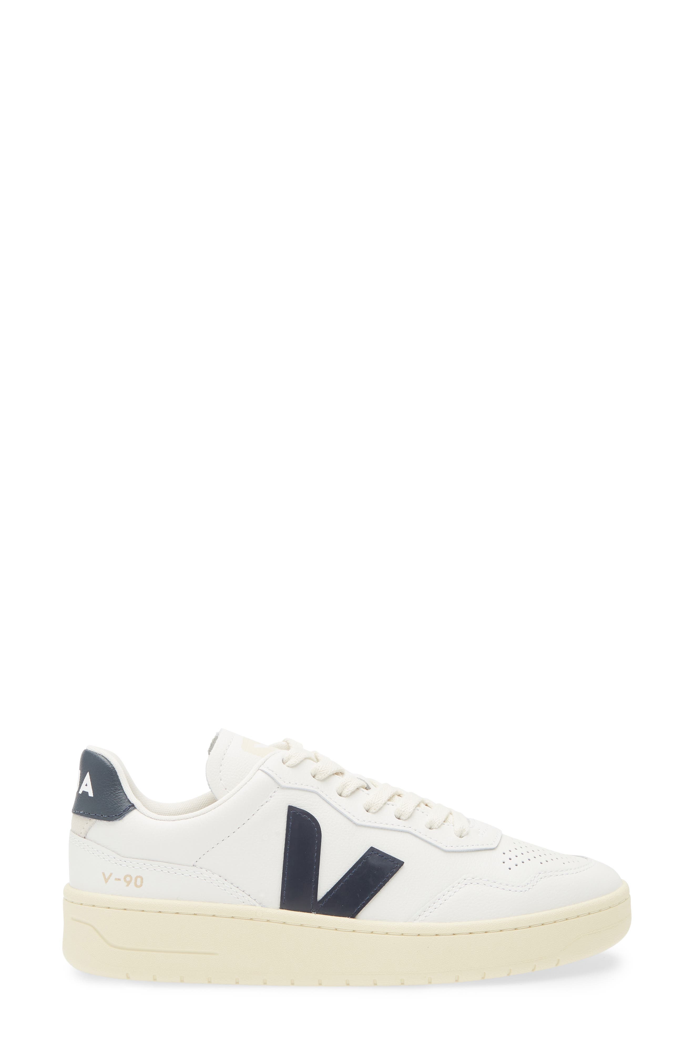 Veja V-90 Leather Sneaker in Extra White Nautico at Nordstrom - 3