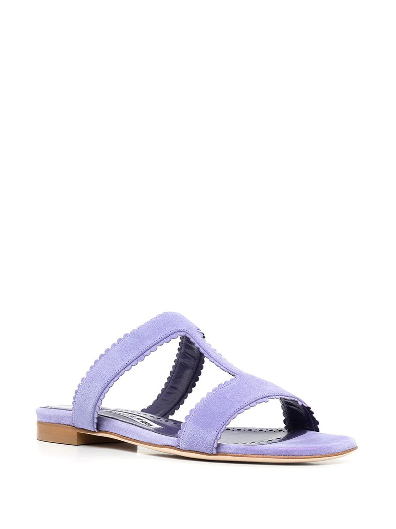 Manolo Blahnik Artas scalloped suede sandals outlook