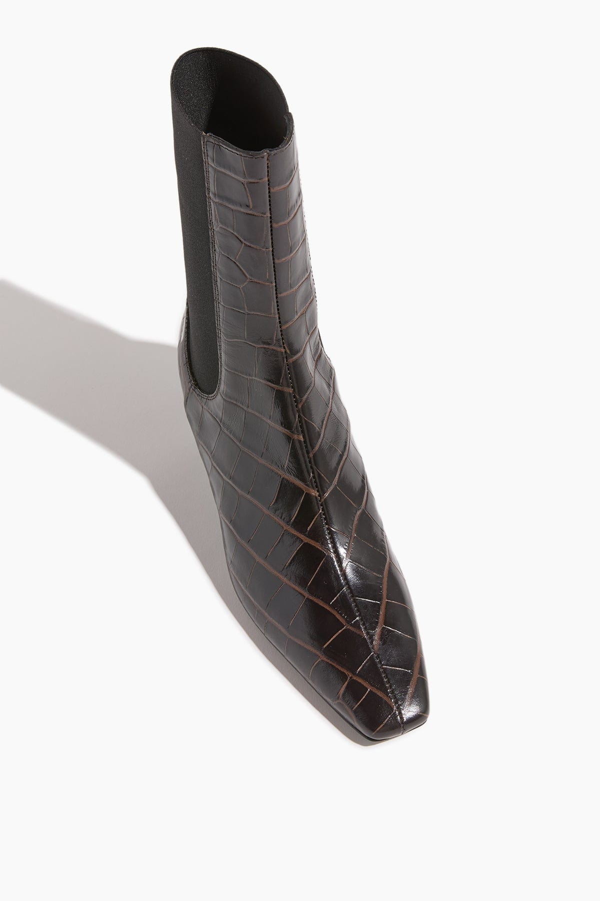 The Mid Heel Boot in Dark Brown Croco - 4