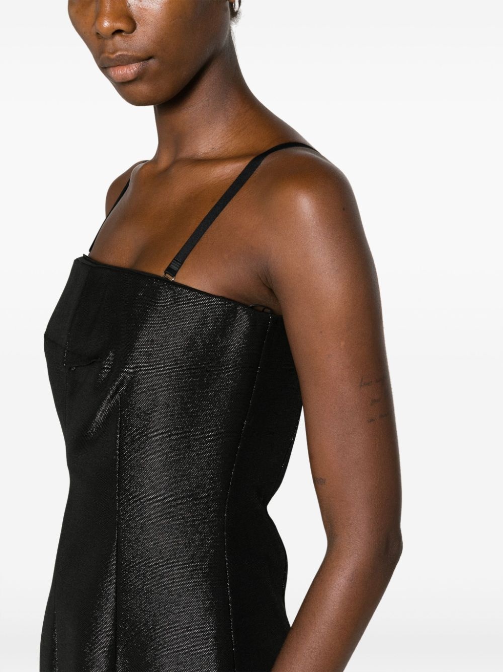 bustier-style metallic-effect dress - 6
