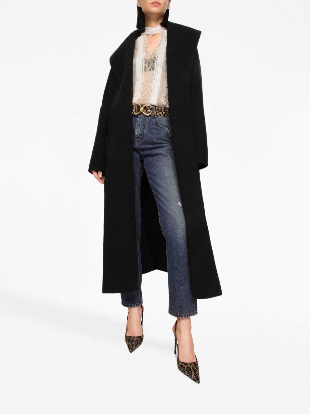 chantilly lace semi-sheer blouse - 3