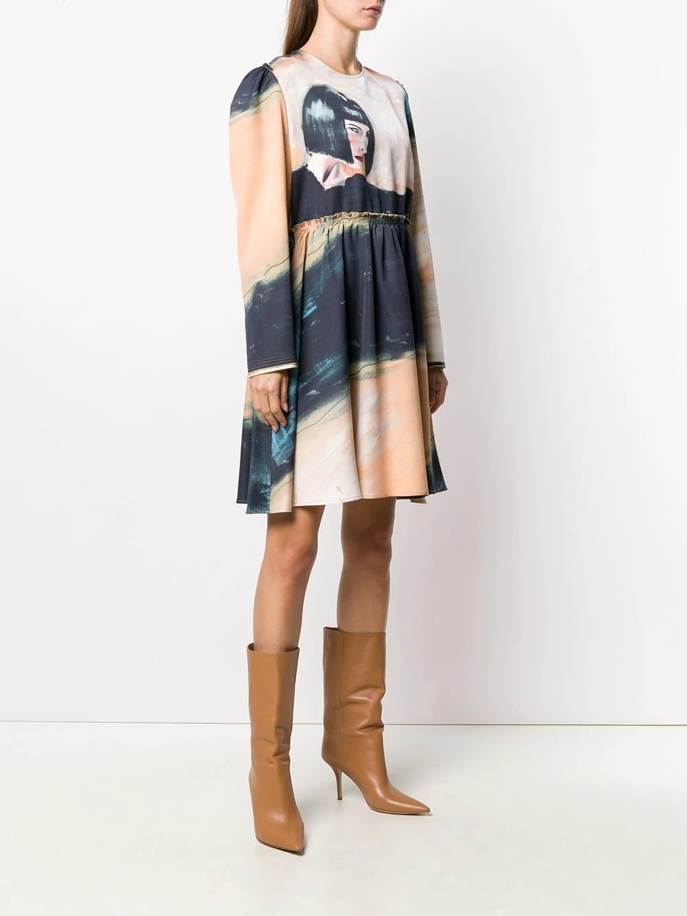 graphic print long-sleeve dress - 3