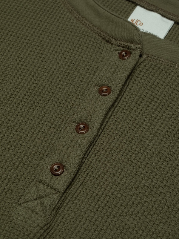Mira Henley Waffle Olive - 3