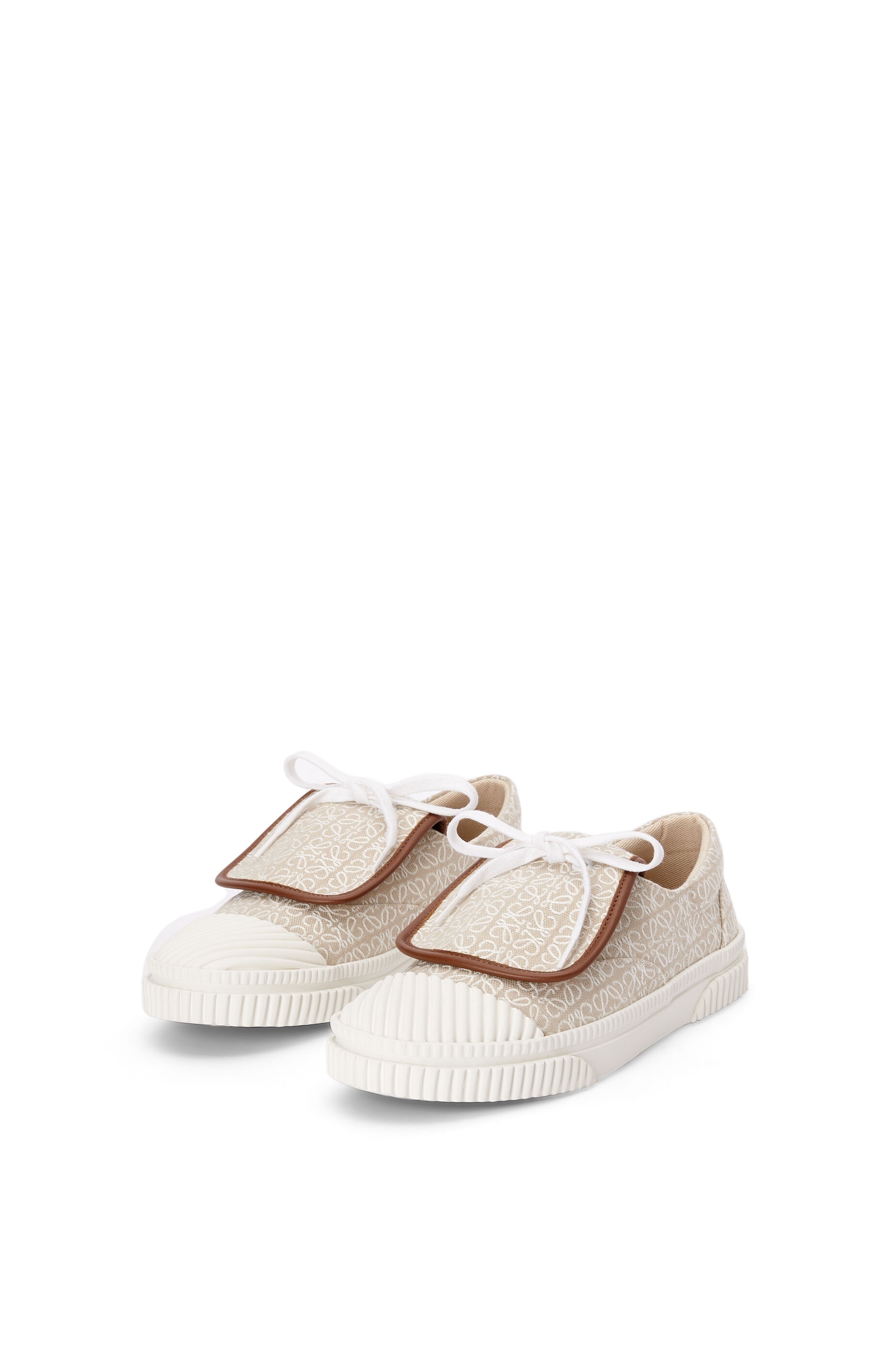 Anagram flap sneaker in jacquard and calfskin - 2