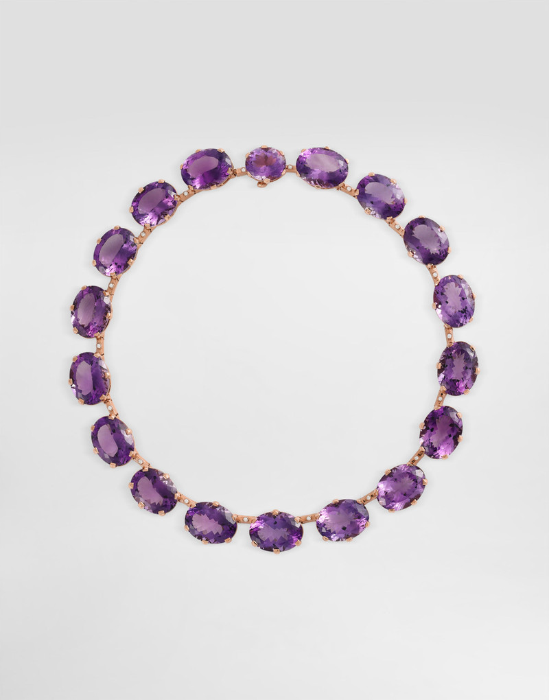 Anna necklace in 18-carat red gold with amethysts and diamonds 1