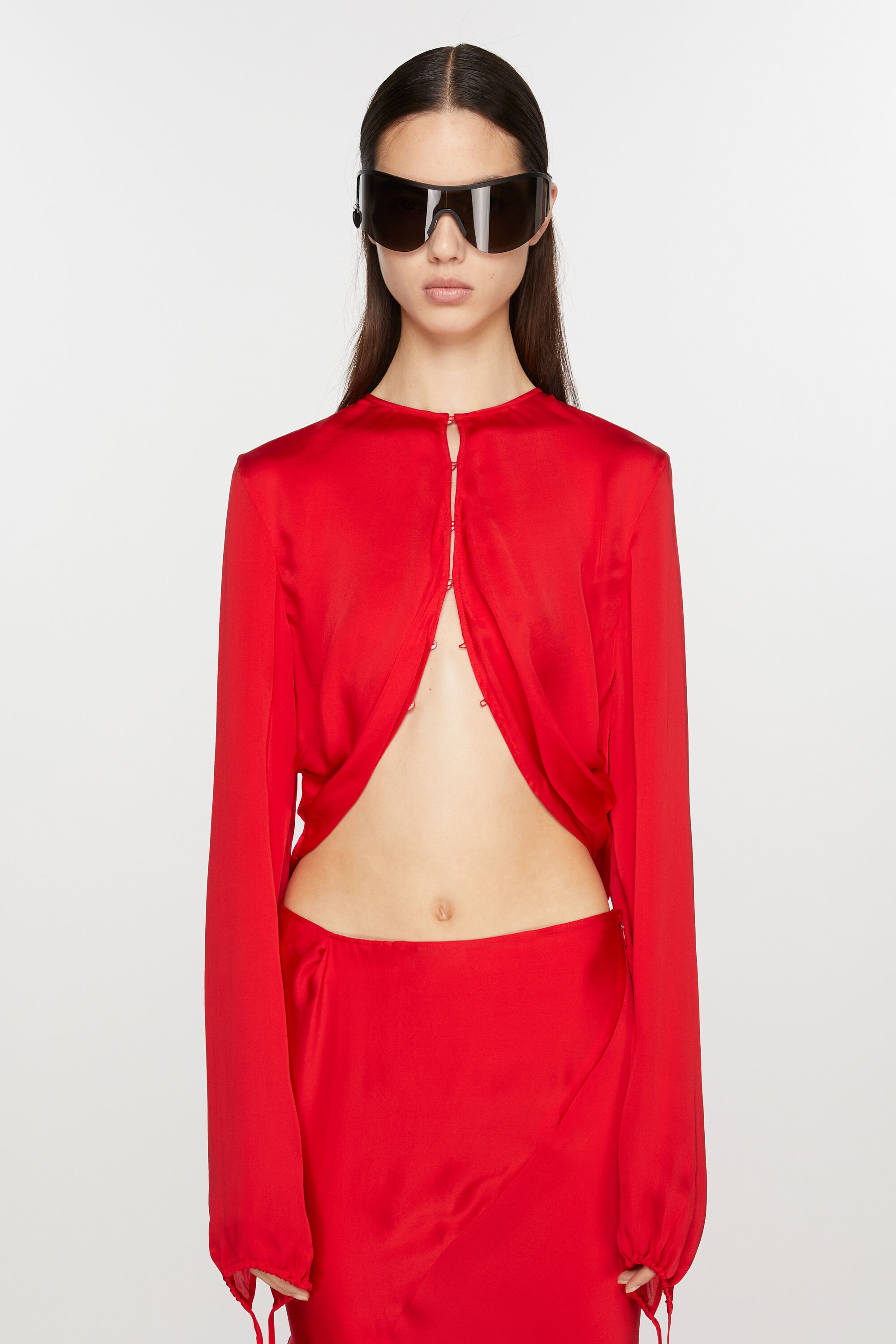 Fluid silk blouse - Bright Red - 2