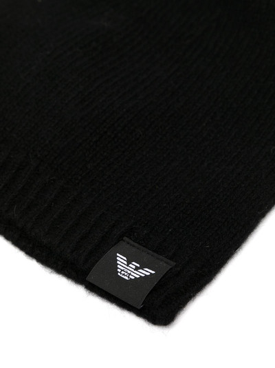 EMPORIO ARMANI logo-patch knitted beanie outlook