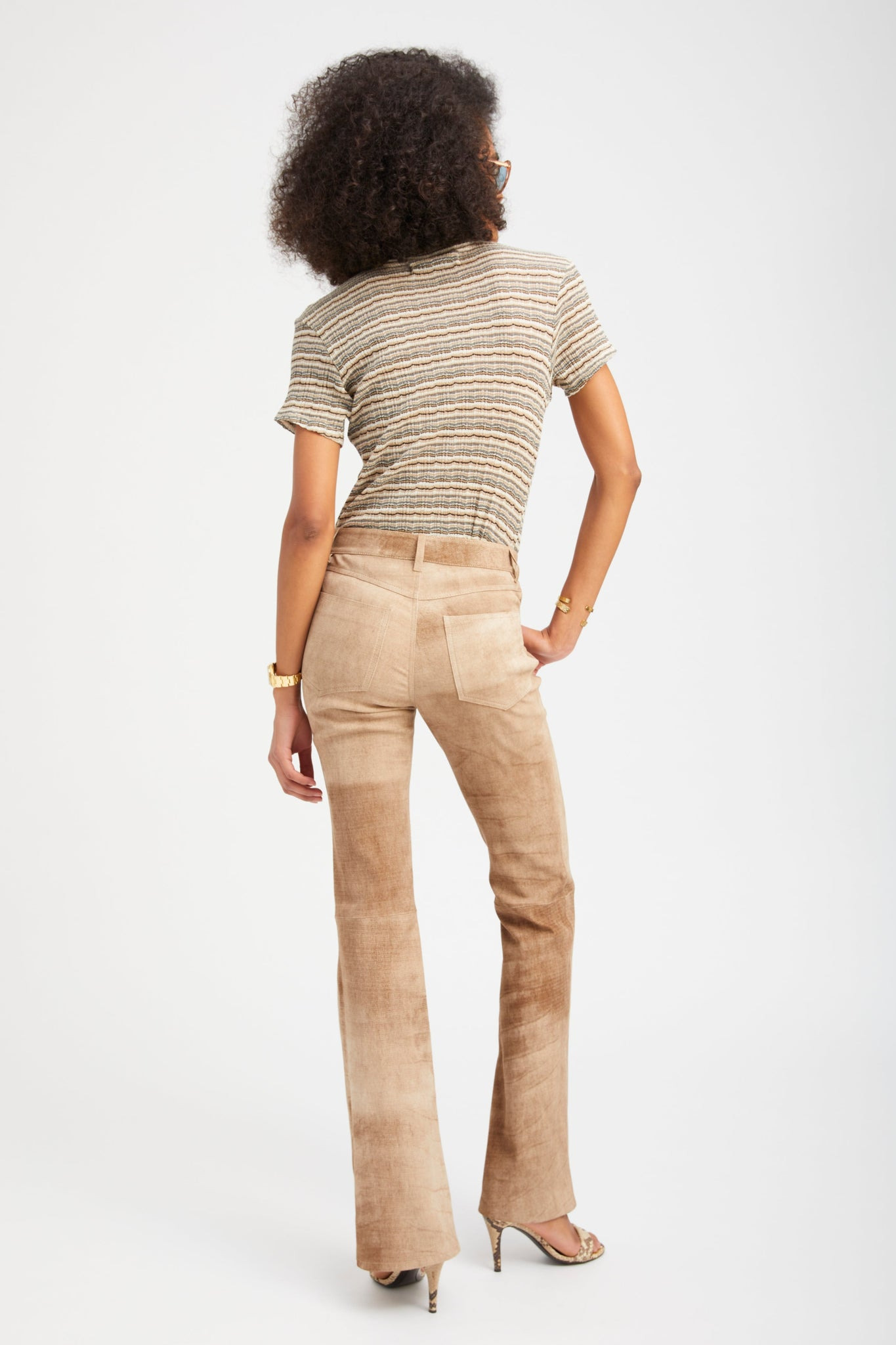 TRUFFLE STRIPED POINTELLE BABY TEE - 4