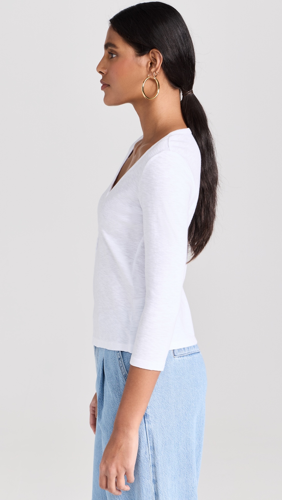 Rowena 3/4 Sleeve Henley Top - 3