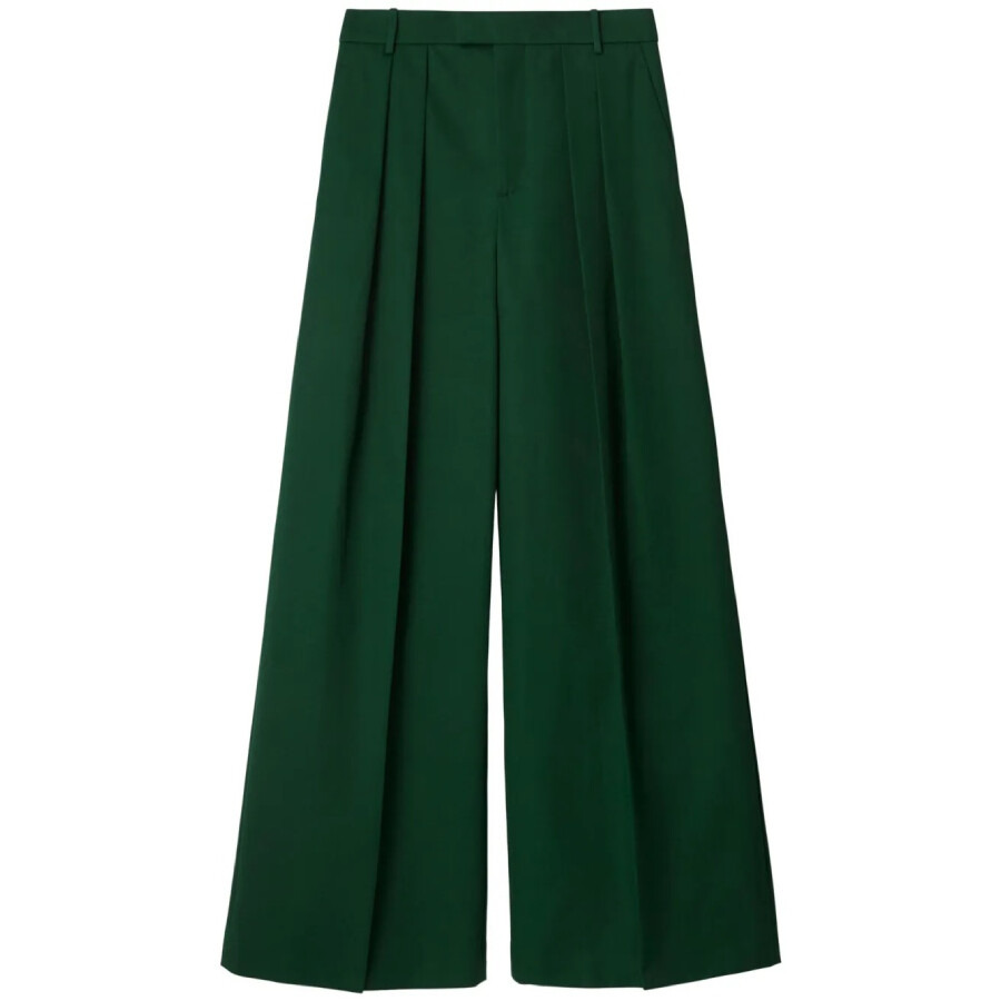 Burberry Wide Leg Pleated-Detail Cotton Trousers - 5