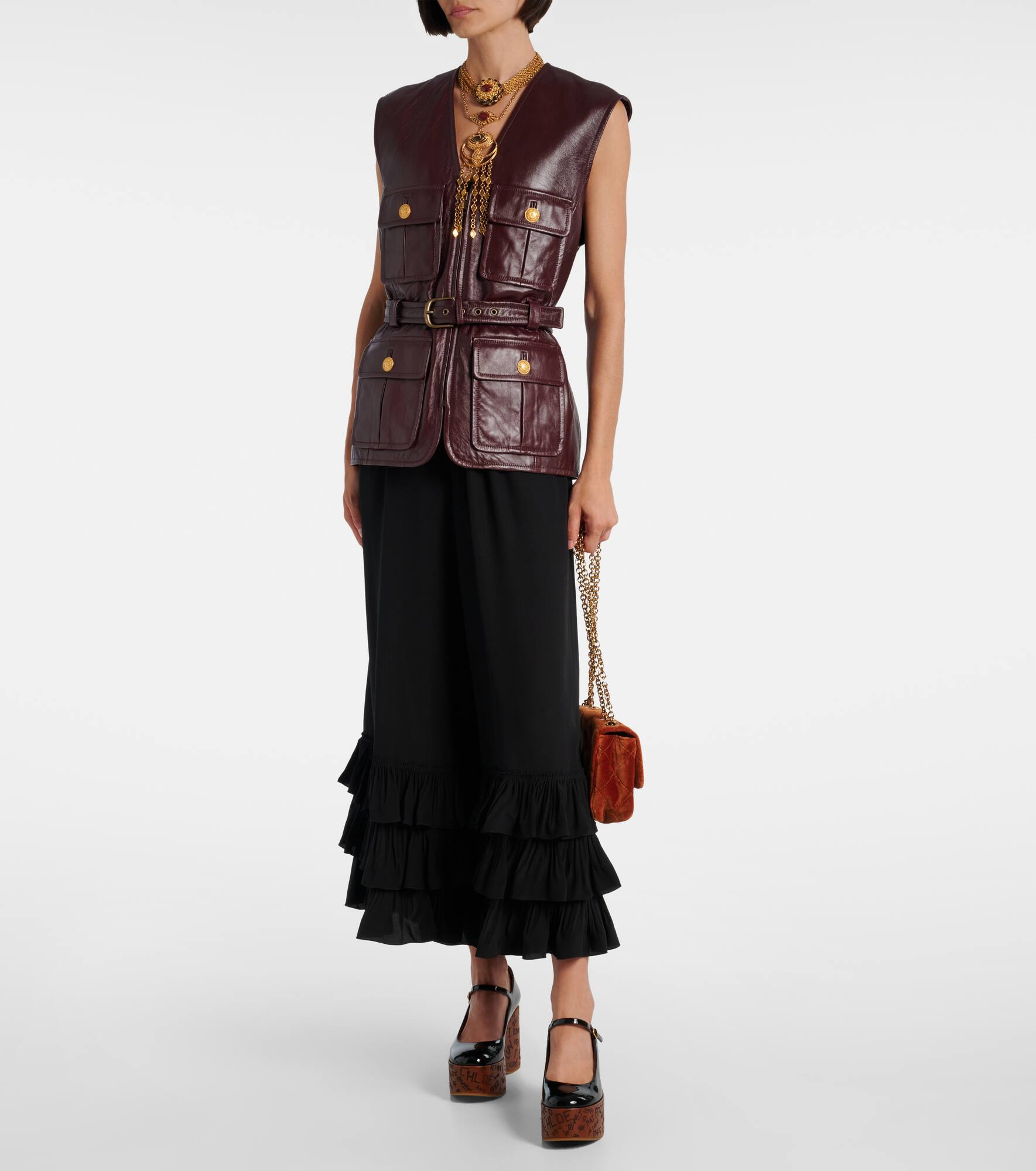 Belted leather vest - 2