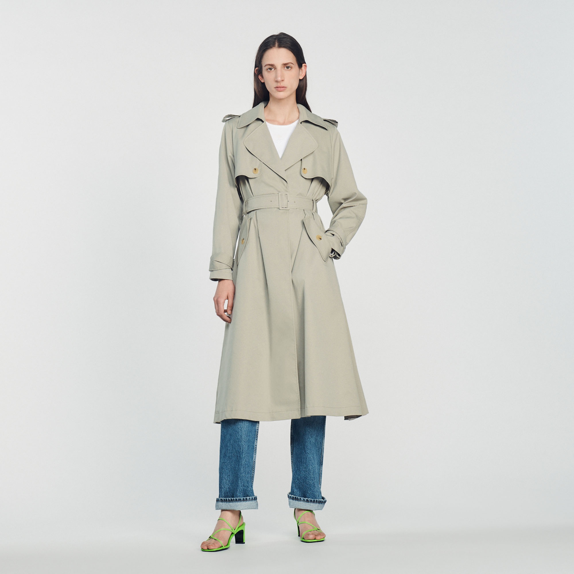 Trench coat with pleated back - 3
