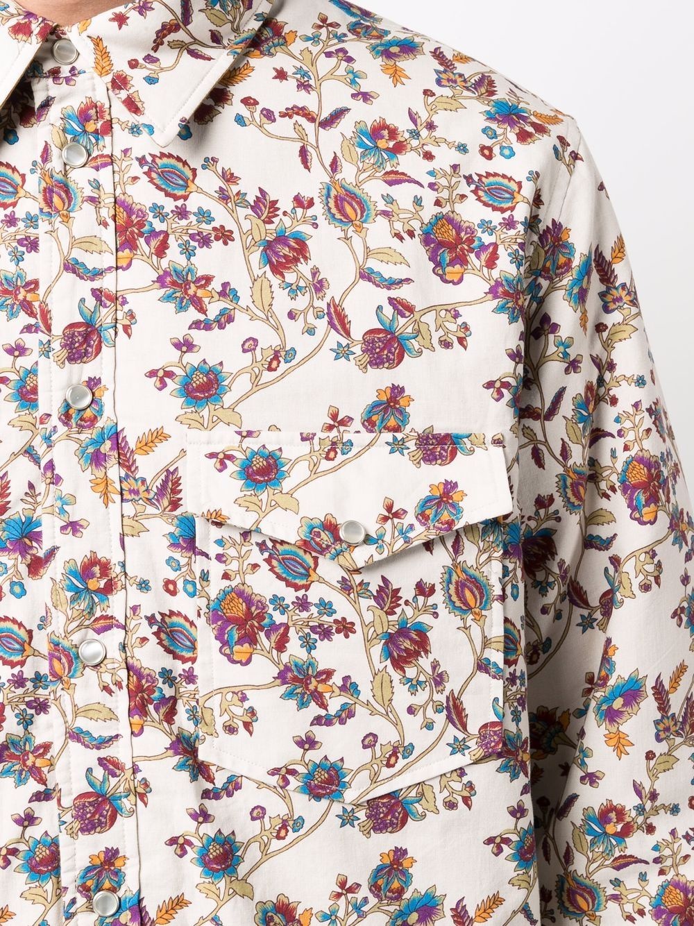 floral-print cotton shirt jacket - 5