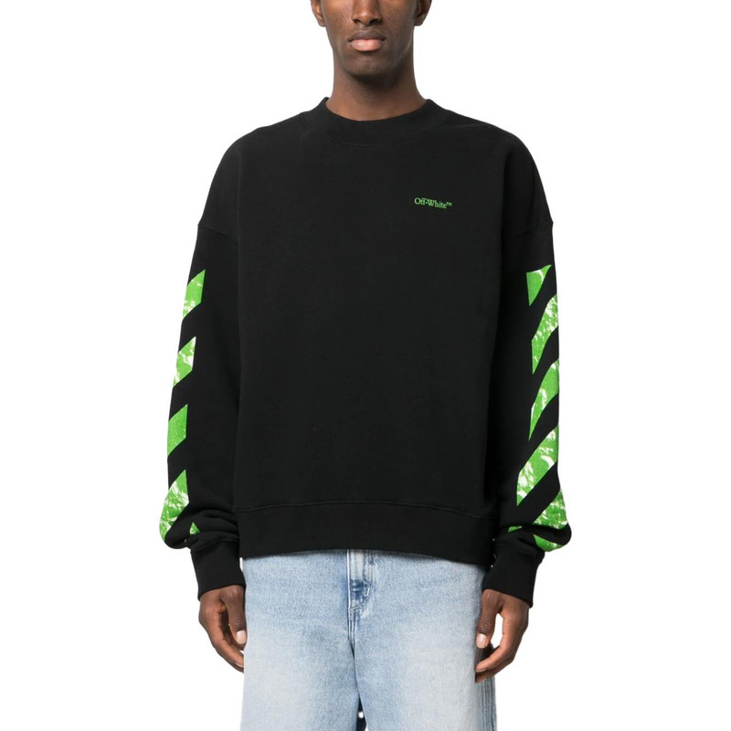 Off-White Off-White Diag Stripe Cotton Sweatshirt 'Black' OMBA054F23FLE0081050 outlook