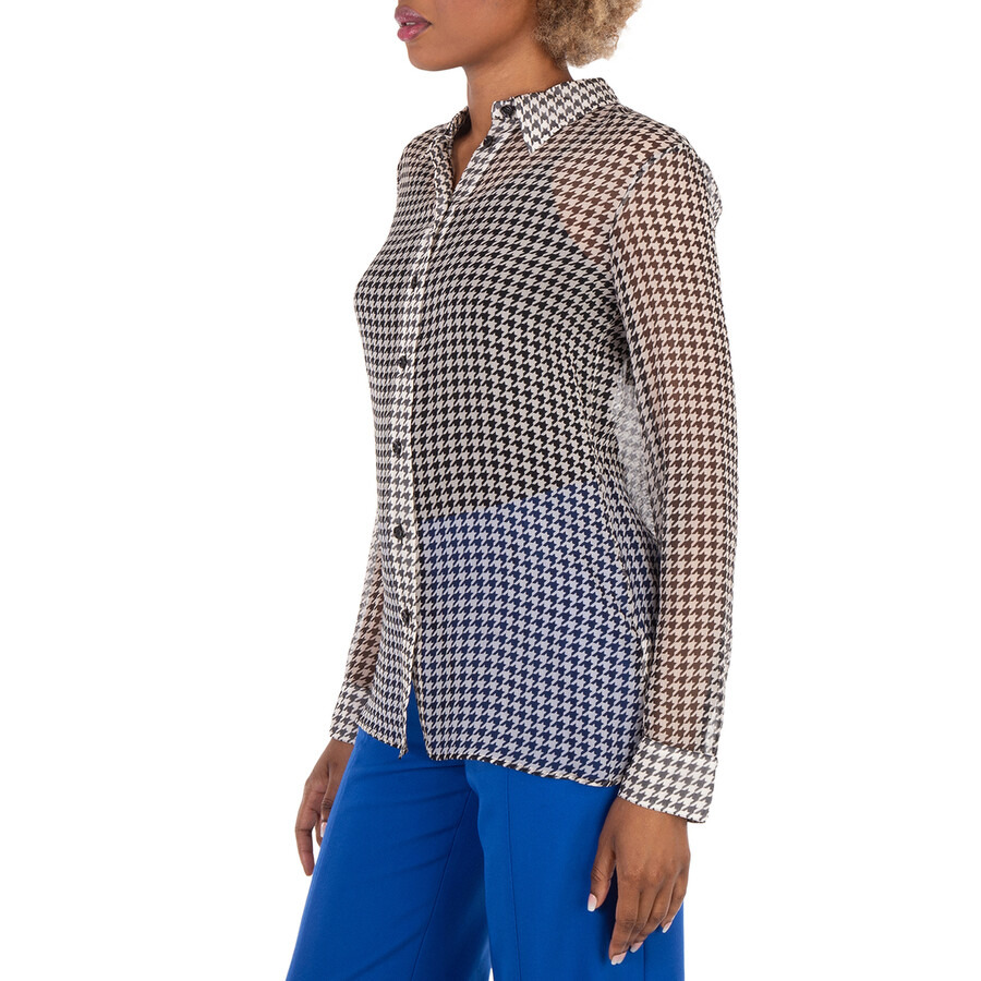 Burberry Houndstooth-Print Silk Shirt - 2