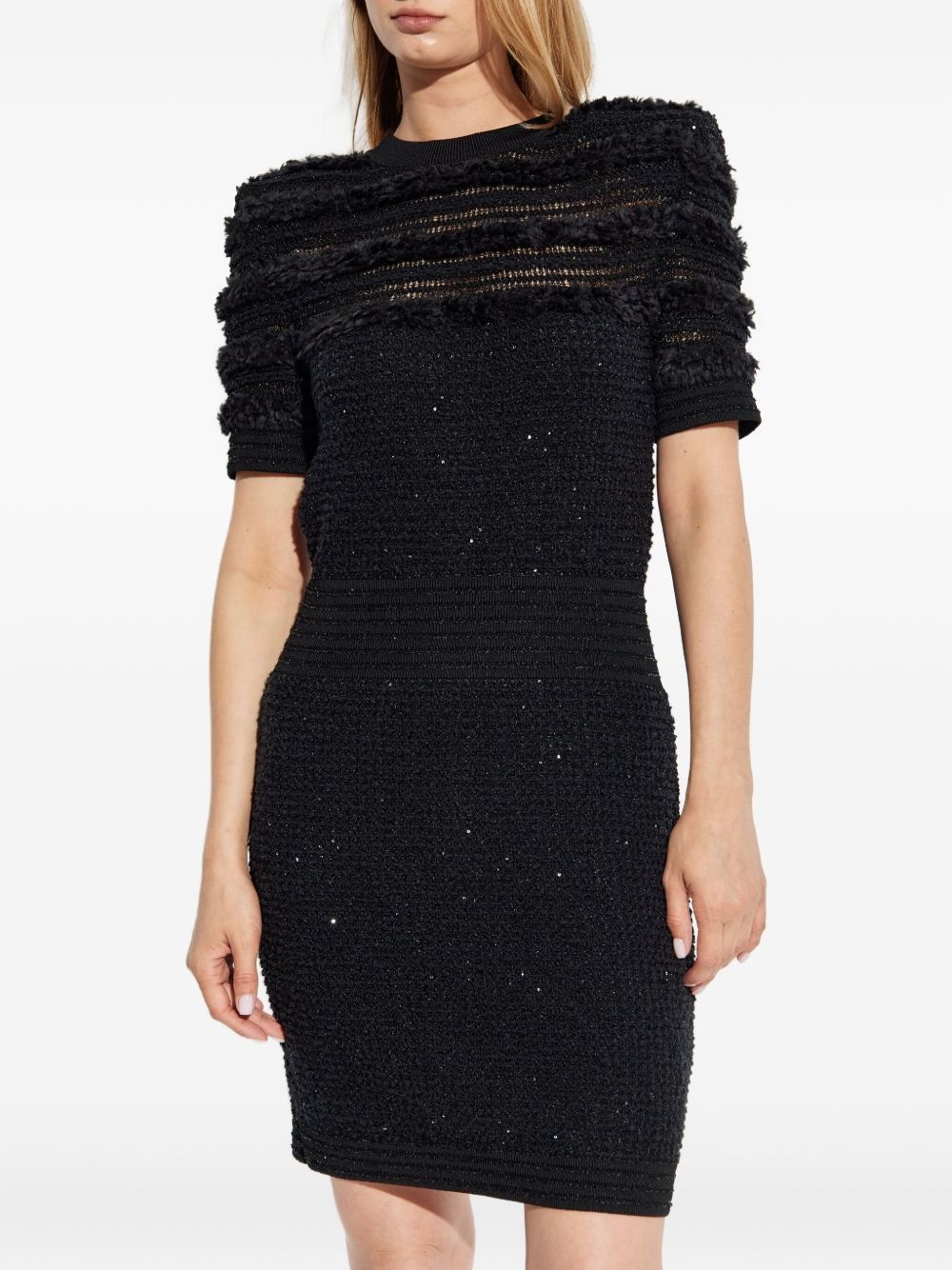 textured short-sleeve dress - 3