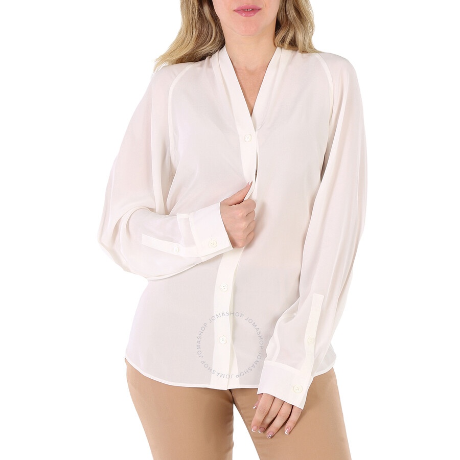 Burberry Ladies Natural White Fion Long-Sleeve Shirt - 3