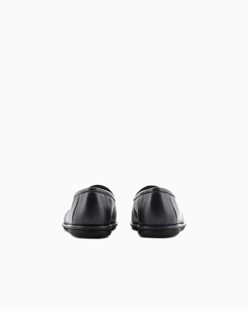 GIORGIO ARMANI Deerskin loafers with embroidered logo outlook