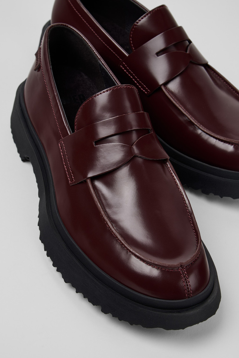 Burgundy Leather Moccasins for Men. 2