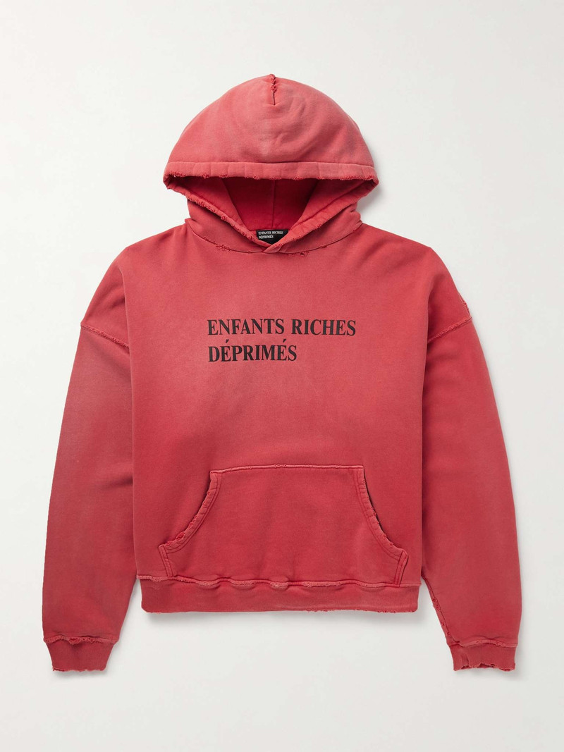 Distressed Logo-Print Cotton-Jersey Hoodie 1