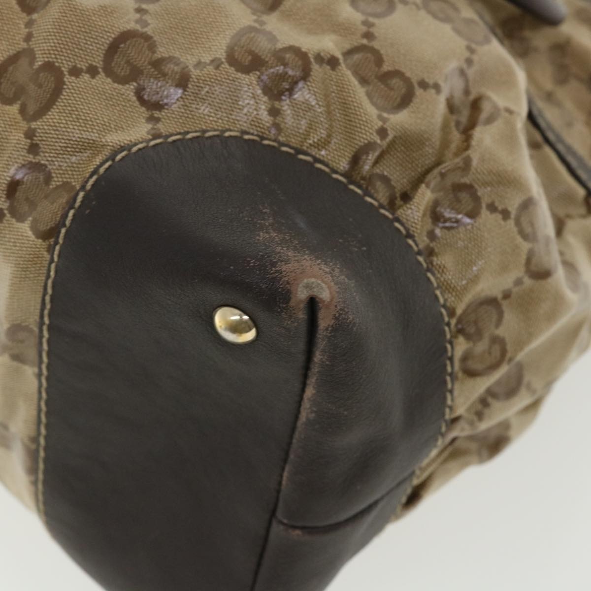 GUCCI GG Canvas Tote Bag Coated Canvas Beige Dark Brown - 15