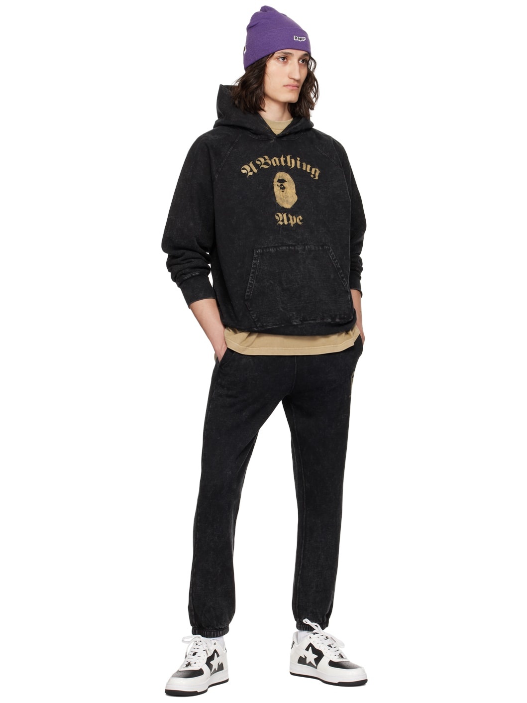 A BATHING APE® Black Overdyed Hoodie | REVERSIBLE