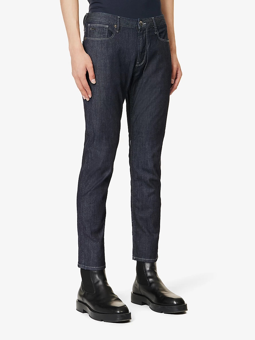 Brand-plaque straight-leg mid-rise stretch-denim jeans - 3